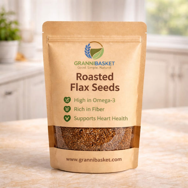 Premium Roasted Flax Seeds (Alsi) - High Omega - 3 & Fiber for Heart & Skin Health - Premium quality from Granni Basket | Granni Basket